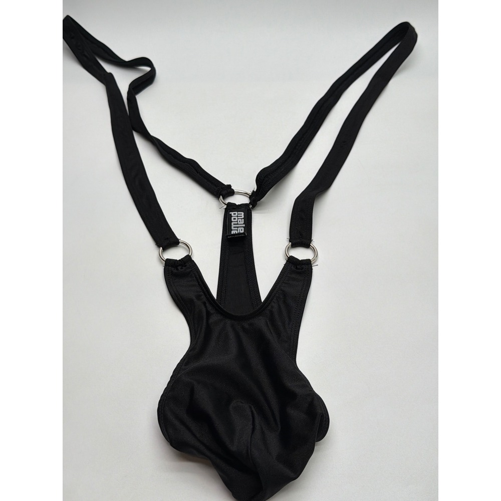 Male Power Mens Black O-Ring Thong Bodysuit Harness Style Size L/XL
